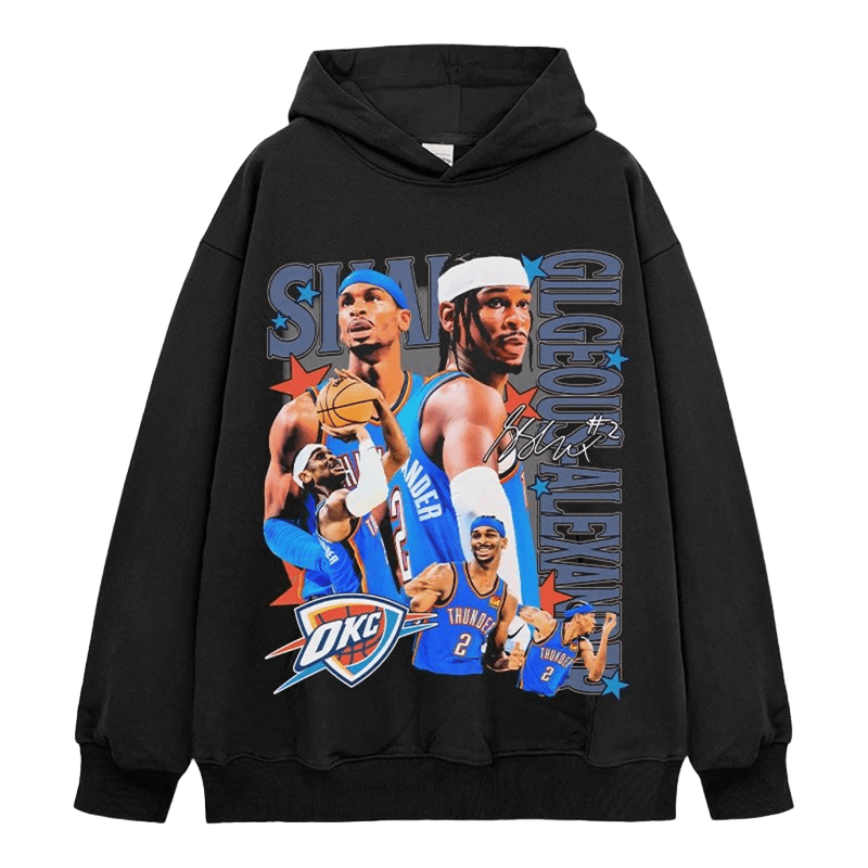 Men's Cotton Hoodie with Basketball Print, OKC Logo, Street Style