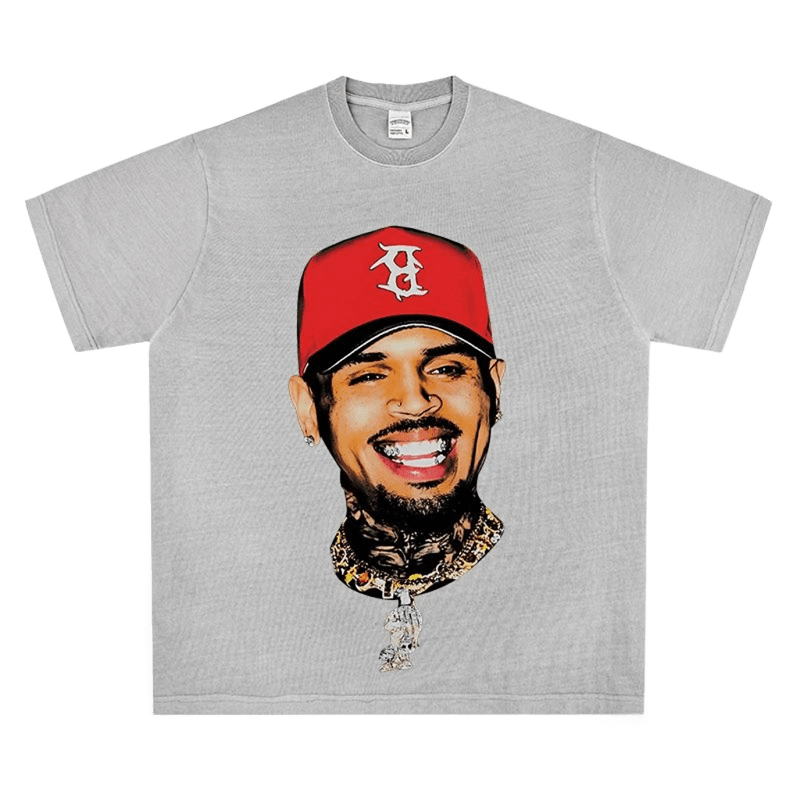 Men's Gray Hip Hop T-Shirt - Soft Cotton Streetwear Tee