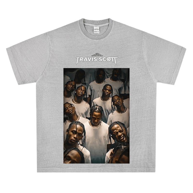 Men's Street Style Cotton T-Shirt - Gray Graphic Print Tee