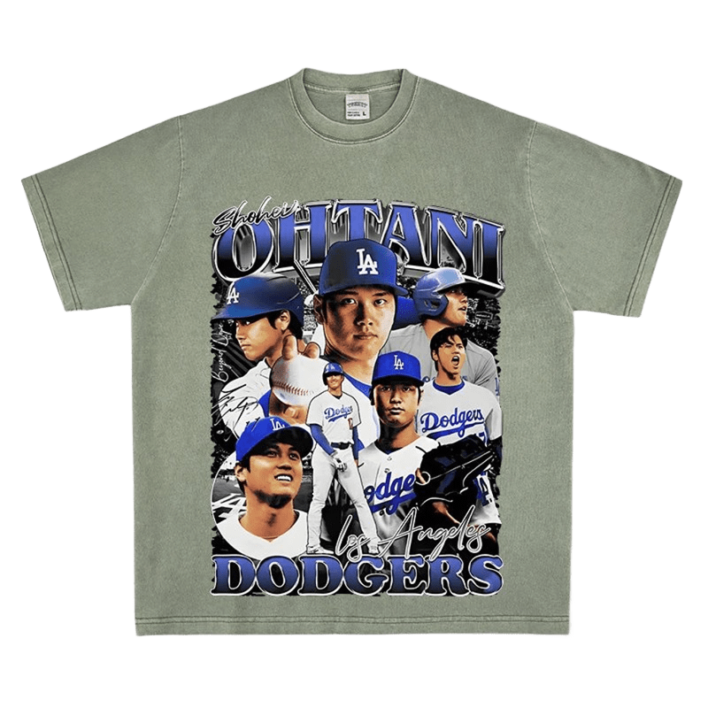 Military Green Baseball Tee: OHTANI Dodgers, LA Logo, Unisex