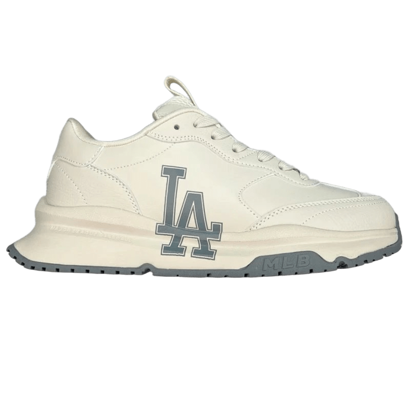 MLB Big Ball Chunky Sneakers White Gray LA Logo Leather