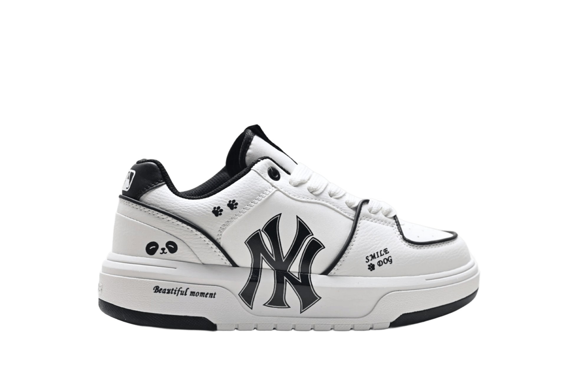 MLB Black White Leather Chunky Sole Casual Sneakers Unisex