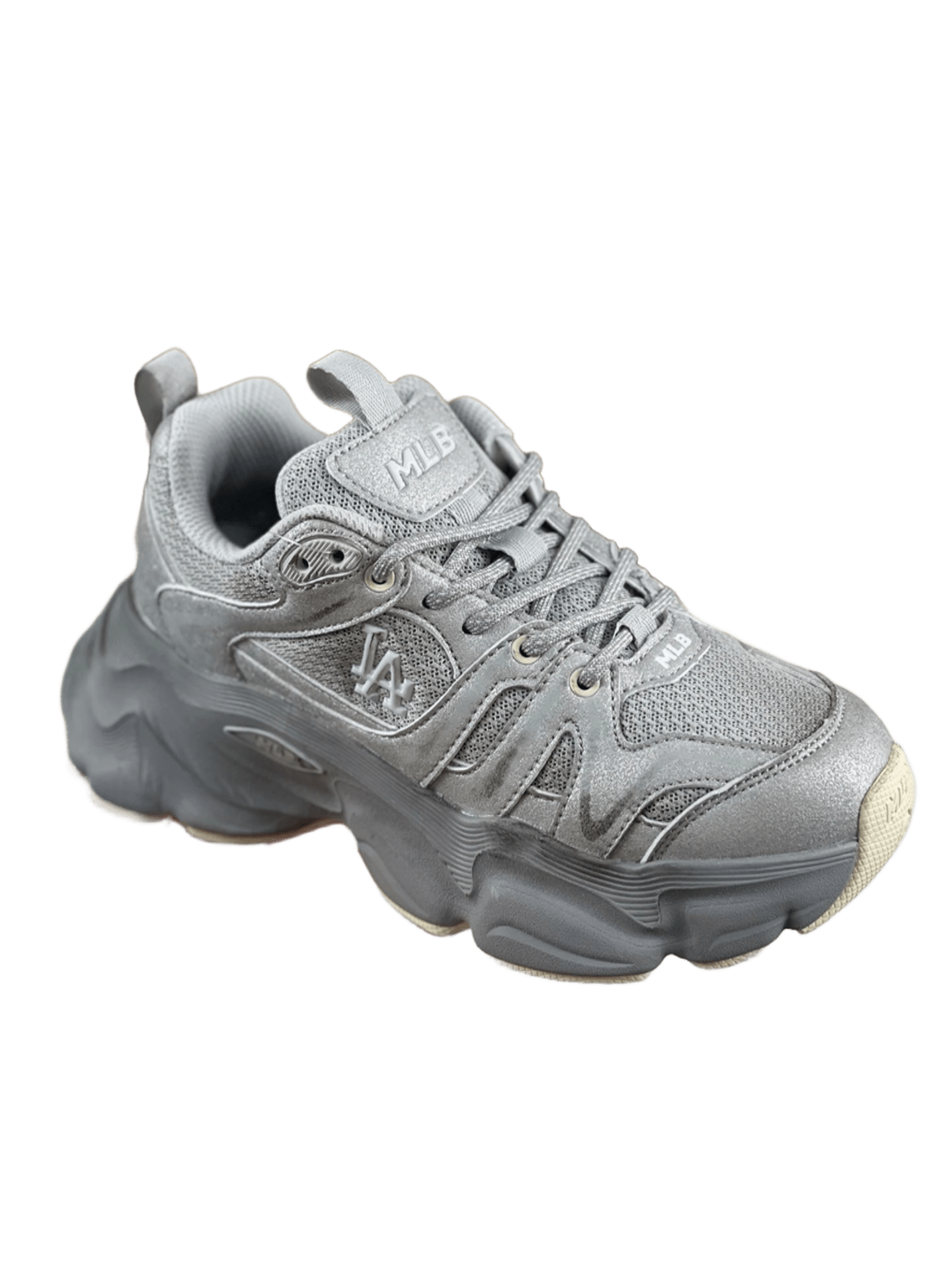MLB Grey Dad Shoes Mesh Breathable Platform Cushion LA Streetwear