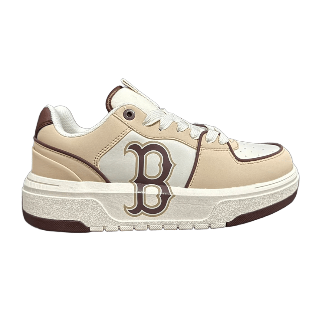 MLB Khaki White Chunky Sole Leather Casual Sneakers