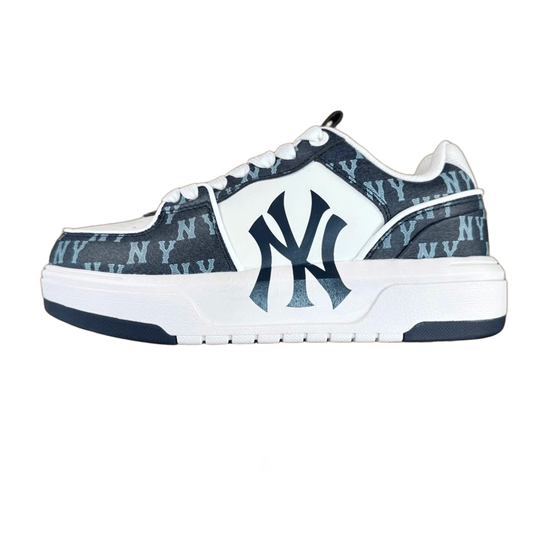 MLB NY Classic White Blue Canvas Leather Sneakers Unisex