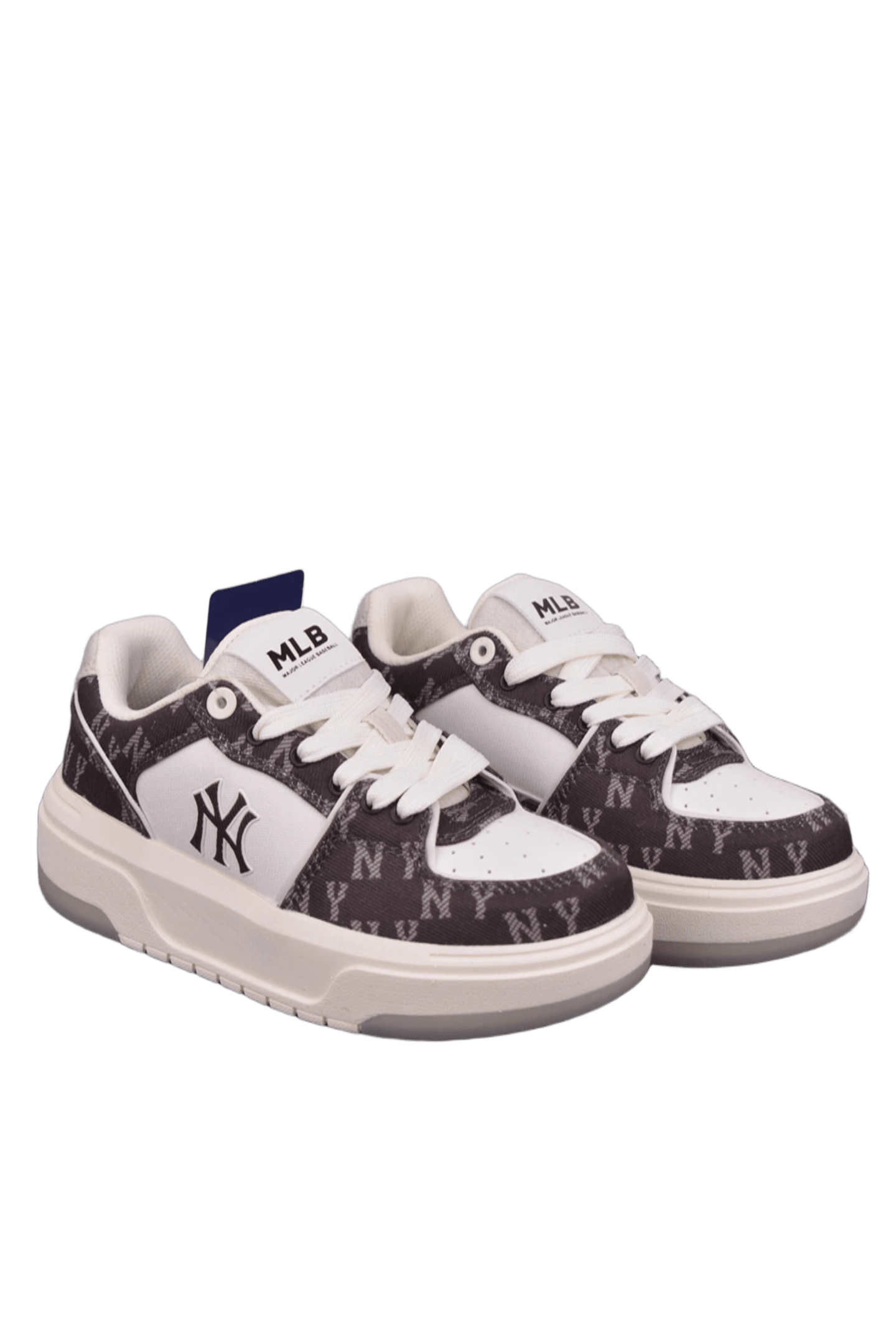 MLB NY Emblem Brown White Canvas Platform Sneakers