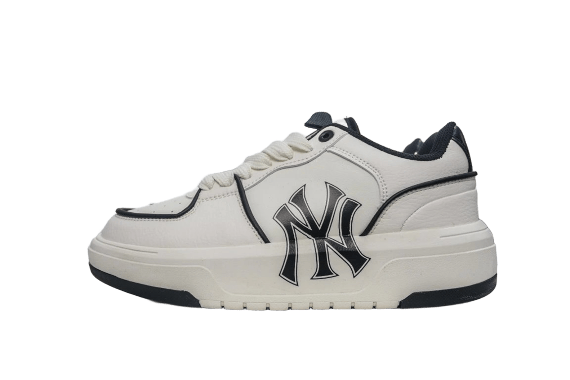 MLB NY White Chunky Sole Leather Sneakers Unisex