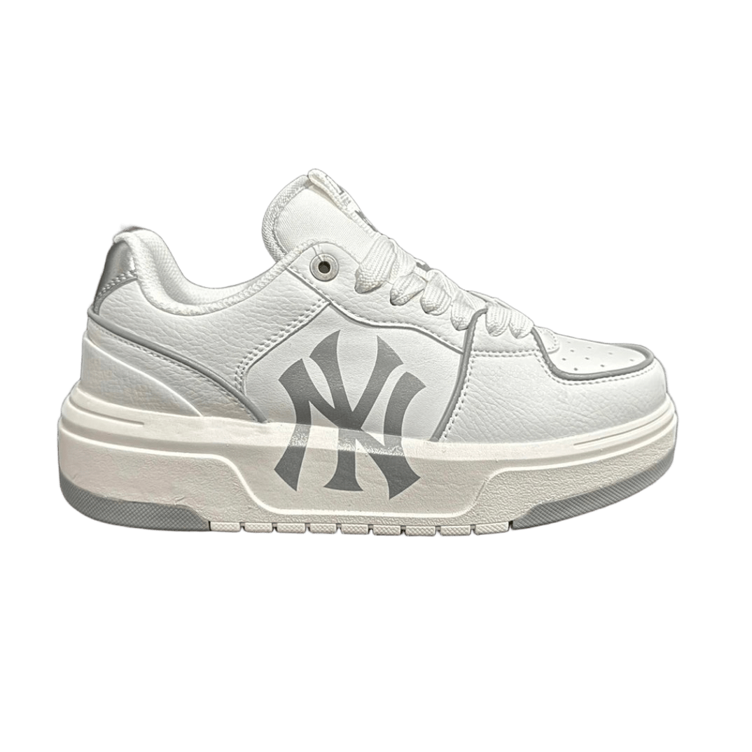 MLB NY White Leather Platform Sneakers