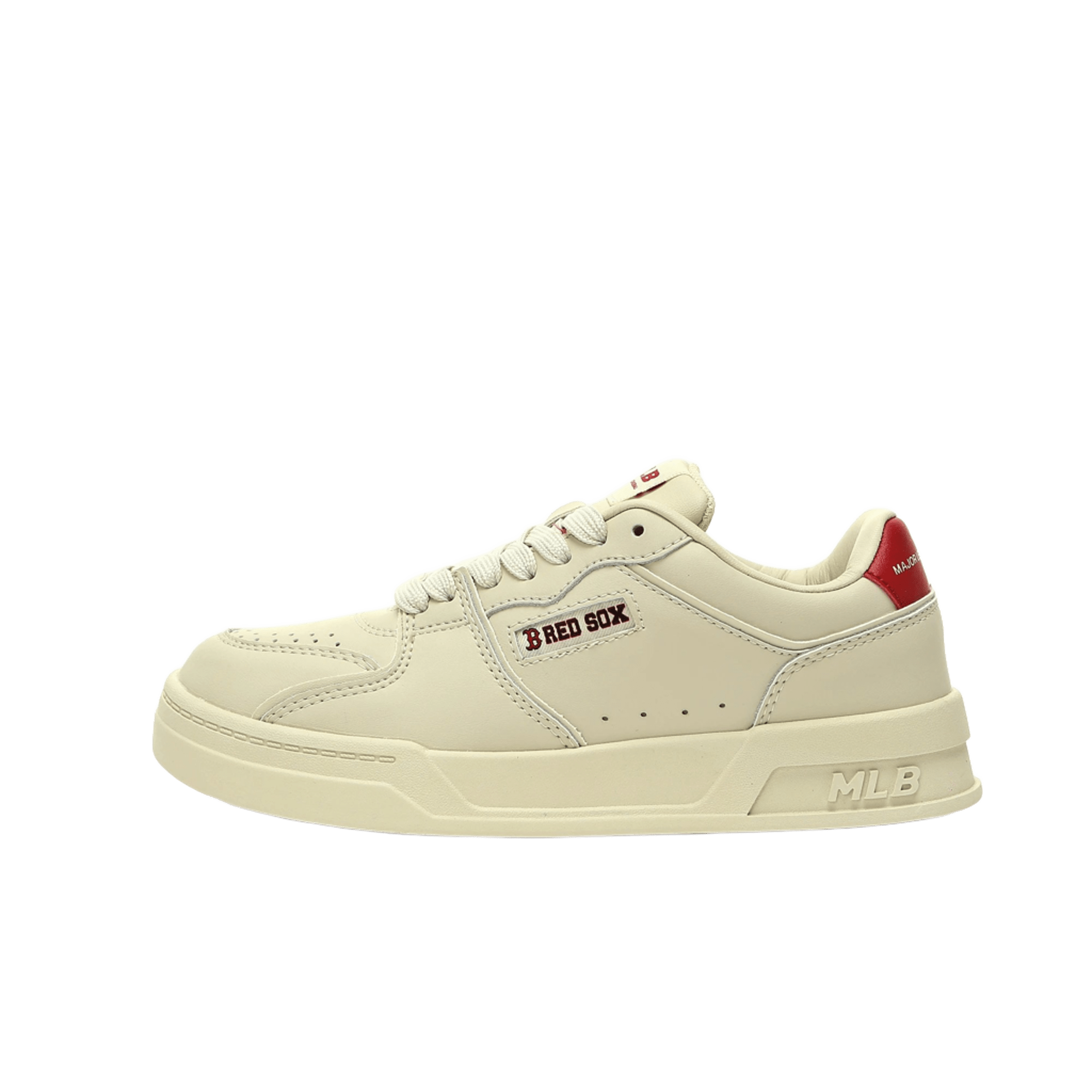MLB Red Sox White Leather Casual Sneakers Unisex Cushioned