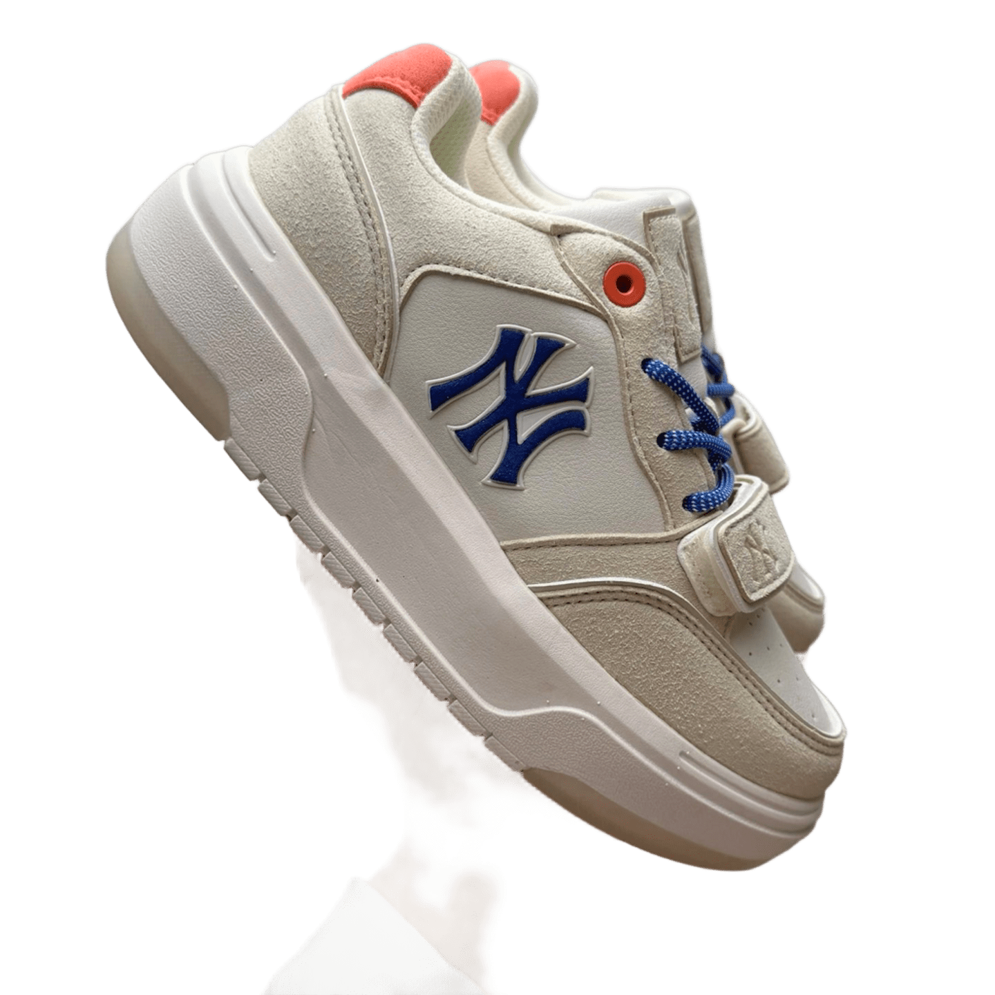 MLB White Light Grey Suede Leather Platform Sneakers