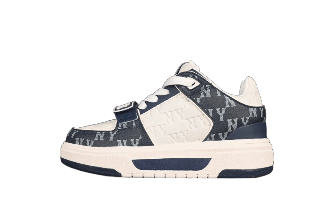 MLB Yankees White Blue Leather Low-Top Sneakers