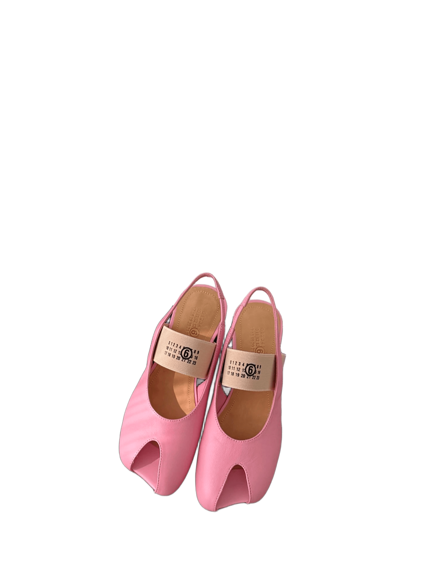 MM6 Pink Leather Peep-Toe Sandals Adjustable Straps