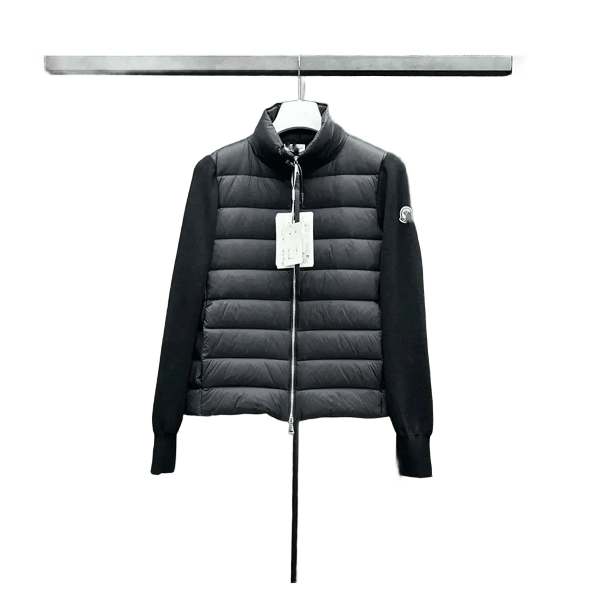 Moncler Black Puffer Jacket, Unisex Down Coat, Stand Collar