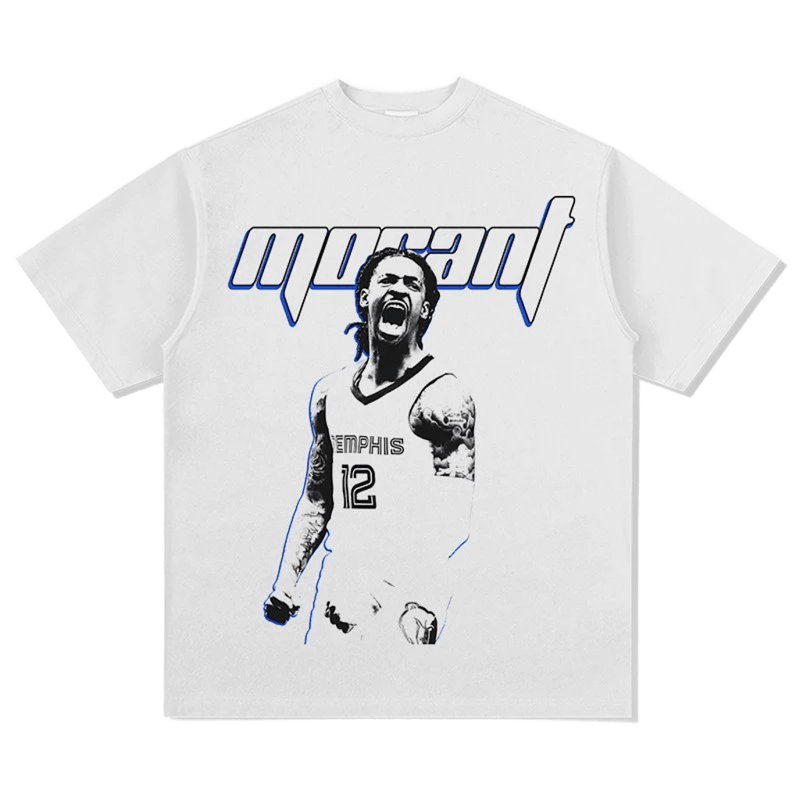 Morant No.12 Memphis Basketball Print T-Shirt, Street Style