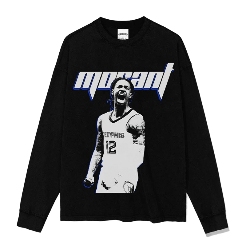 Morant Print Cotton Long Sleeve T-Shirt | Streetwear Unisex Tee