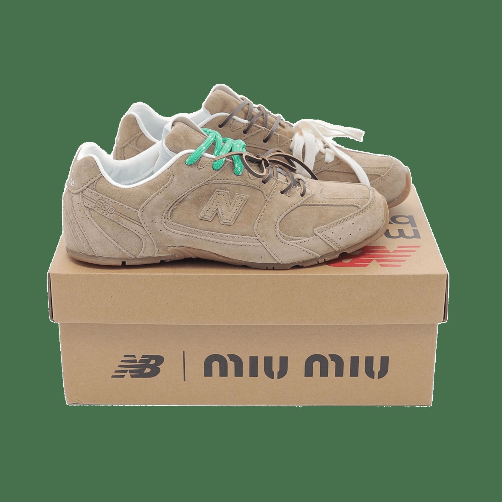 New Balance 630 Khaki Suede Sneakers With Dual Laces