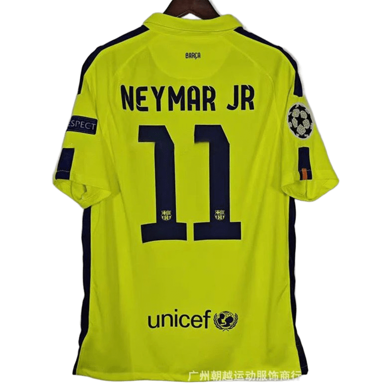 Neymar Barcelona 11 Fluorescent Yellow Navy Football Jersey