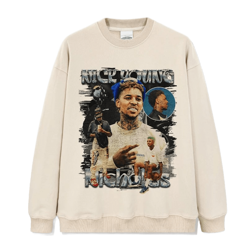 NICK YOUNG Graphic Cotton Beige Sweatshirt | Unisex Streetwear