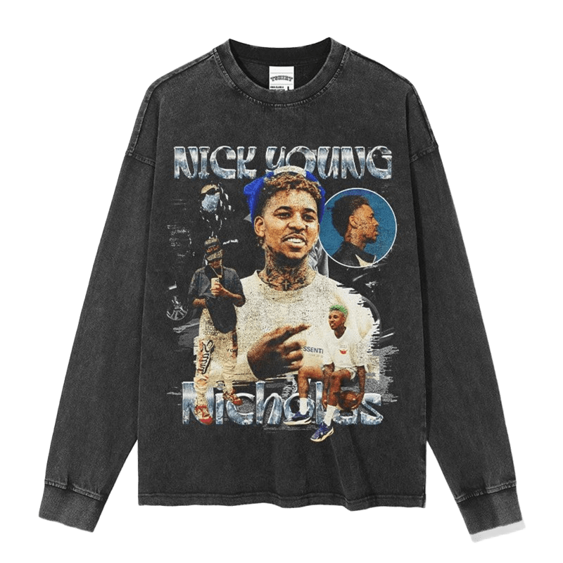 Nick Young Hip-Hop Graphic Tee, Cotton Long Sleeve Top
