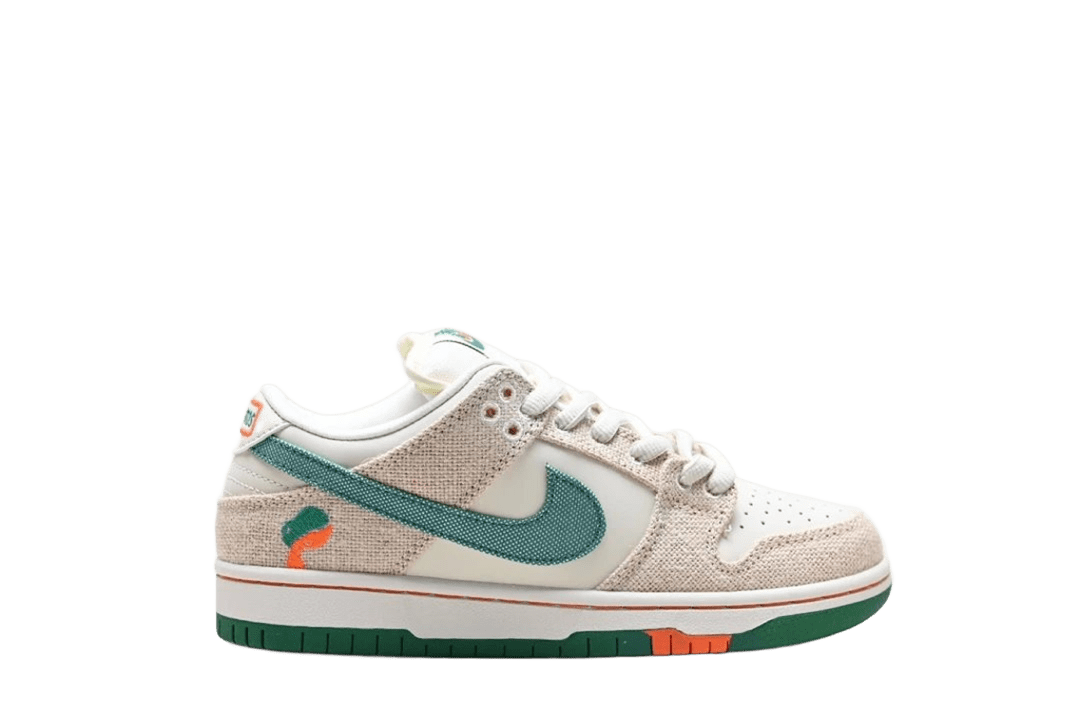 Nike Dunk Low Cream Green Orange Canvas Sneakers For Men And Women