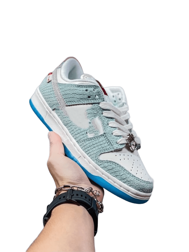 Nike Dunk Low Mint Green White Blue Suede Leather Sneakers