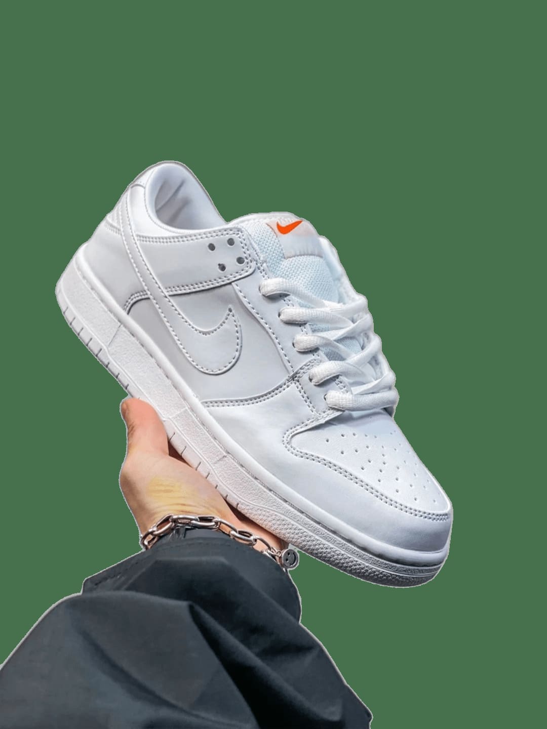 Nike Dunk Low White Orange Leather Casual Sneakers
