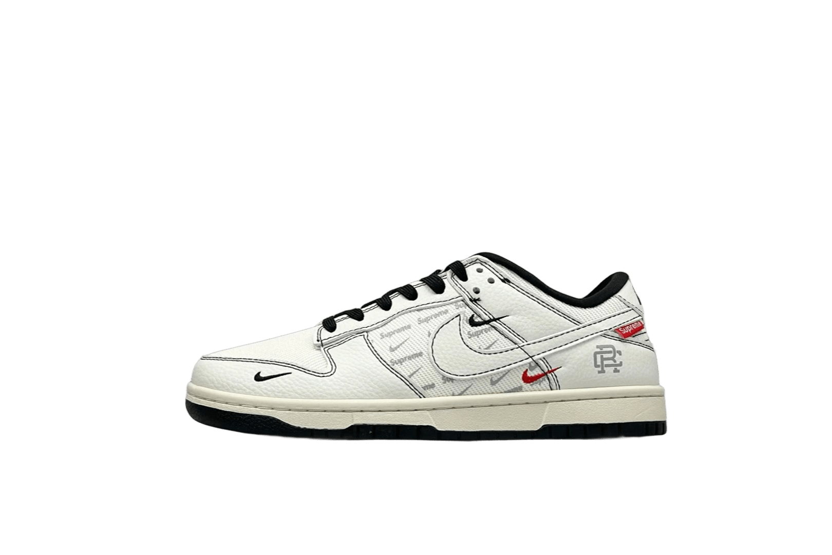 Nike Supreme Dunk Low White Black Red Collaboration Sneakers