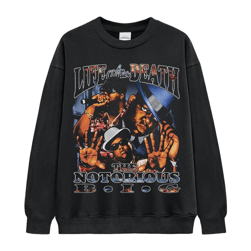 Notorious B.I.G. Crewneck Sweatshirt, 90s Hip-Hop Graphic
