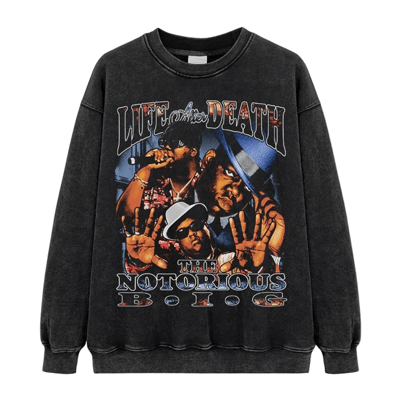 Notorious B.I.G. Washed Black Crewneck Sweatshirt - Unisex