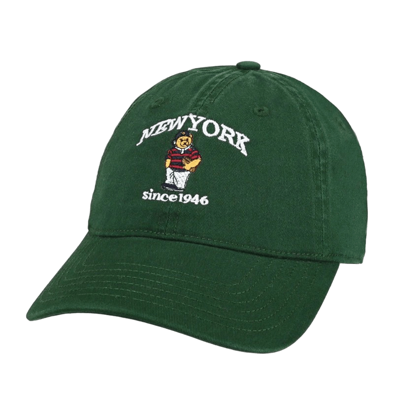 NY Baseball Cap 1946, Cotton Canvas, Embroidered Bear, Unisex Street Style