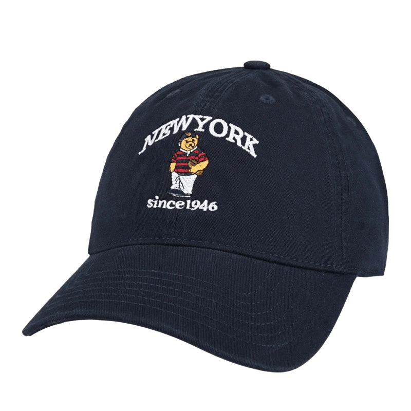 NYC Bear Embroidered Baseball Cap - Unisex Cotton Blue Hat