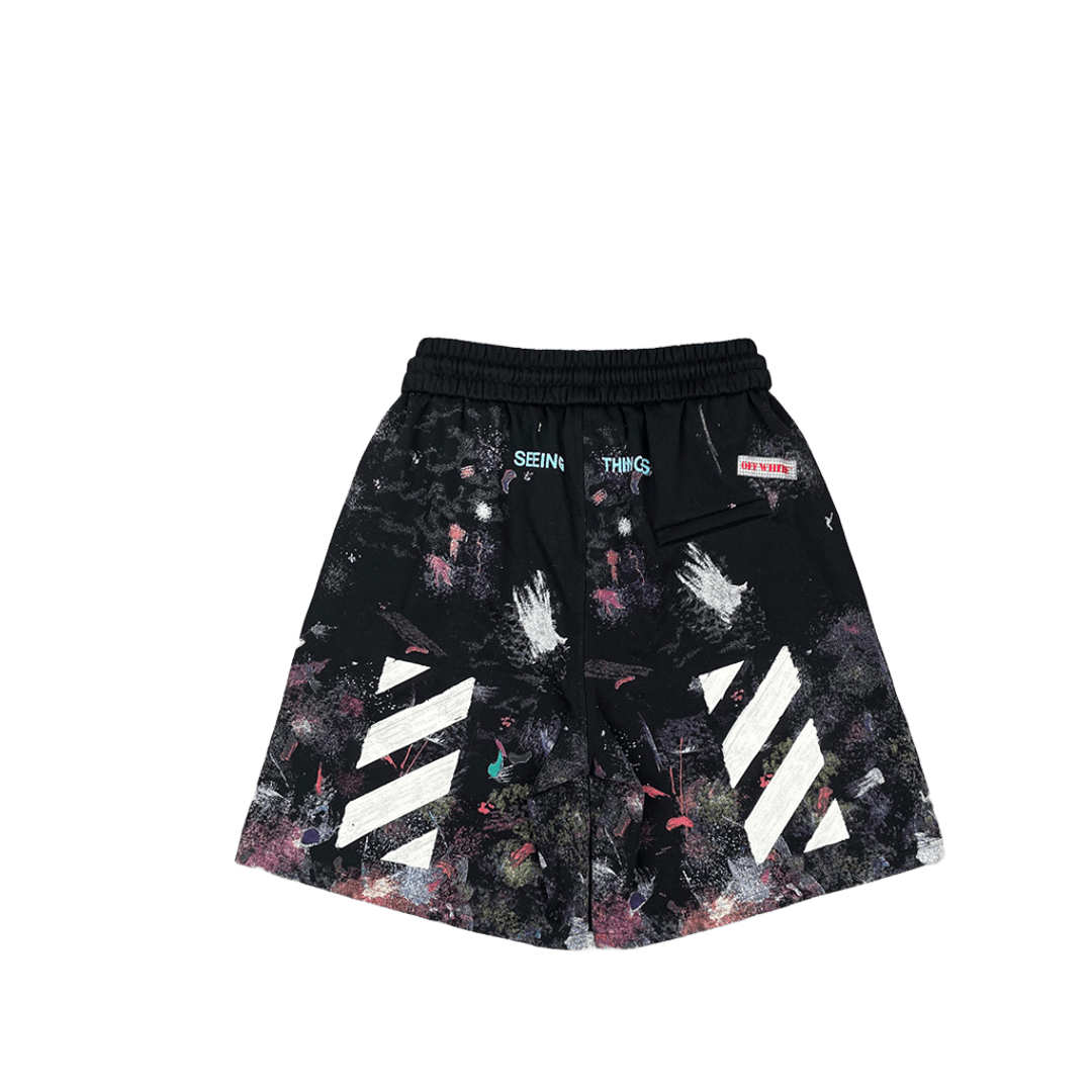 Off-White Black Graffiti Print Street Style Shorts