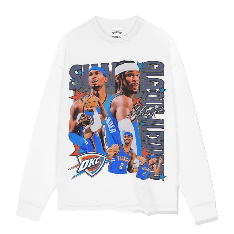 OKC Graphic White Long Sleeve Tee - Unisex Cotton Streetwear