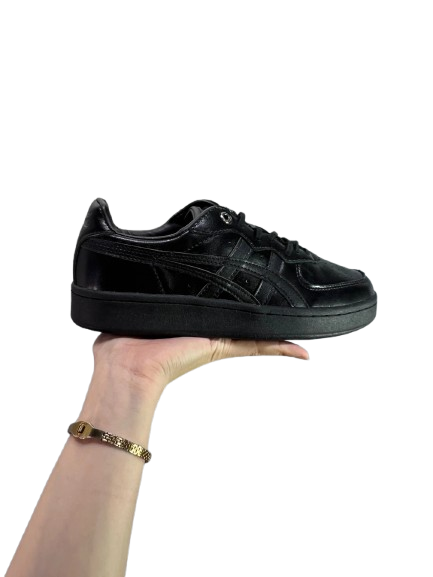 Onitsuka Tiger GSM Black Leather Sneakers, Low-Top Retro Style