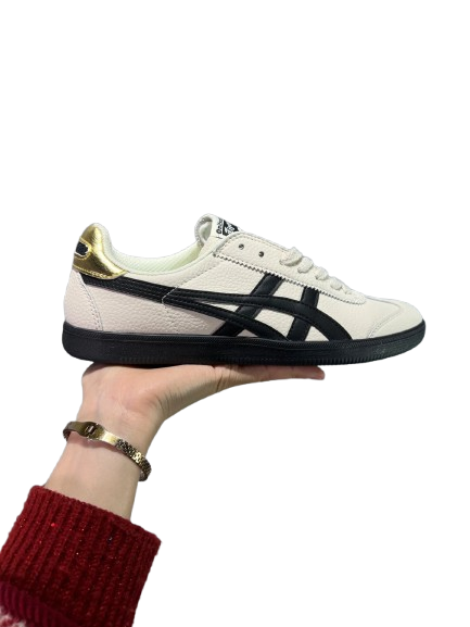 Onitsuka Tiger Mexico 66 Leather Sneakers In White Black Gold