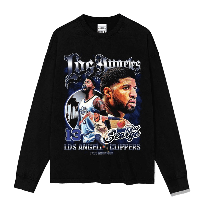 Paul George Clippers 13 Black Cotton Long Sleeve Tee
