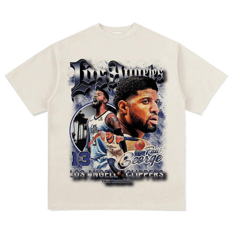 Paul George LA Clippers Gothic Print Basketball Tee, Unisex Streetwear