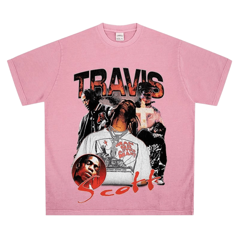 Pink Cotton Tee: Loose Fit, Graphic Print, Unisex Streetwear