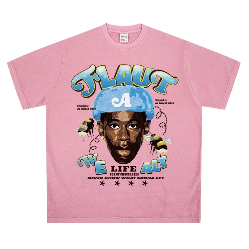 Pink FLAUT Bee Vintage Washed Cotton Tee, Unisex Streetwear