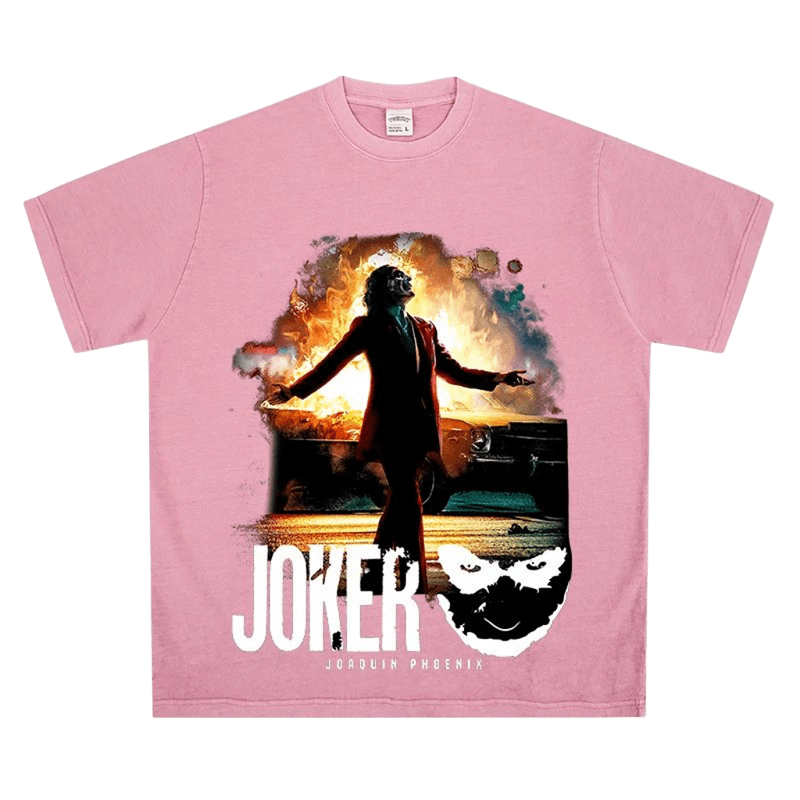 Pink Joker Print Cotton Tee - Unisex Streetwear Tee