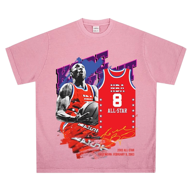 Pink Retro Basketball Tee, 2003 All-Star Kobe 8 Jersey Print