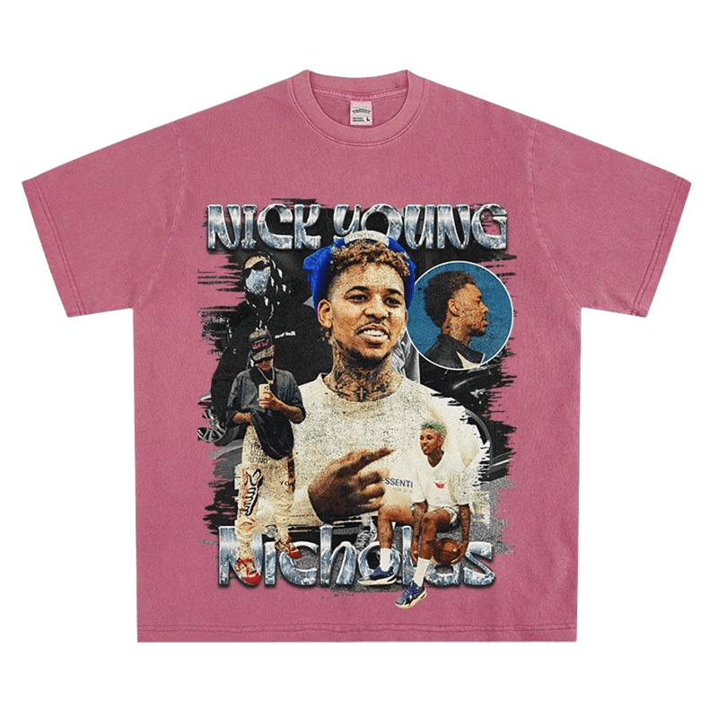Pink Vintage Washed Cotton T-Shirt Nick Young Graphic Tee Street