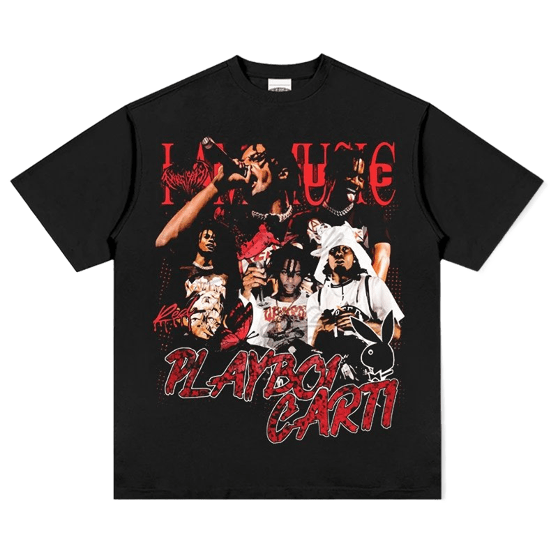 Playboi Carti Music Graphic Tee - Black Hip Hop Streetwear