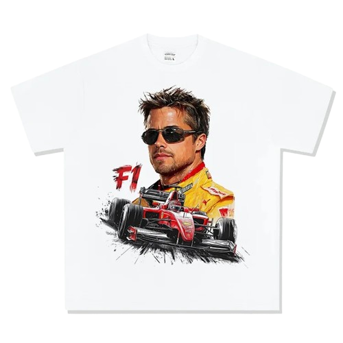 Purple Loose-Fit Cotton Tee: F1 Logo & Race Car Print Streetwear