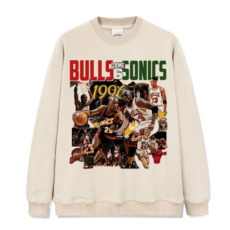 Retro 1996 Bulls Sonics Game 6 Print Sweatshirt - Unisex