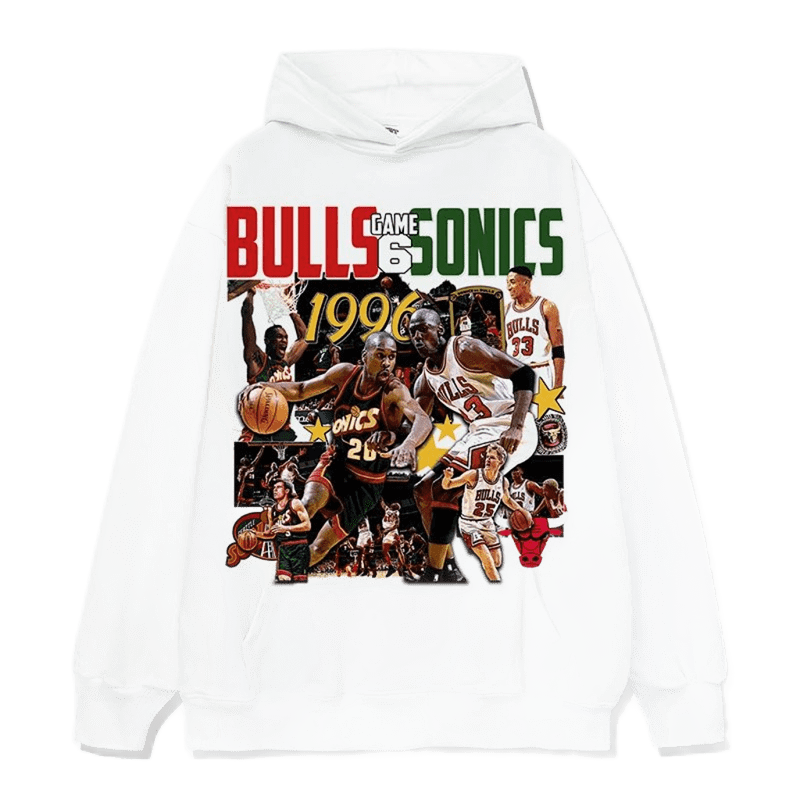 Retro 1996 Bulls Sonics Hoodie - Unisex Cotton Streetwear