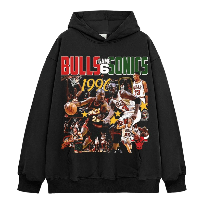 Retro 1996 Bulls Sonics Hoodie, Unisex Streetwear