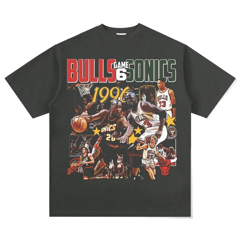 Retro 1996 Bulls vs Sonics Print Tee - Unisex Street Style