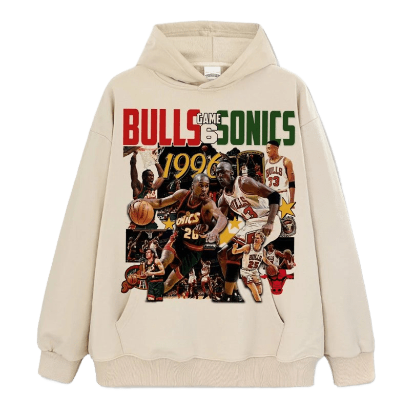 Retro '96 Bulls Hoodie - Unisex Cream Cotton Streetwear