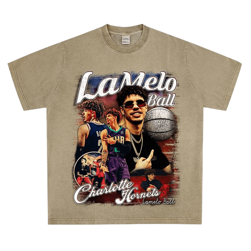 Retro Basketball Print T-Shirt, Loose Fit, Vintage Streetwear